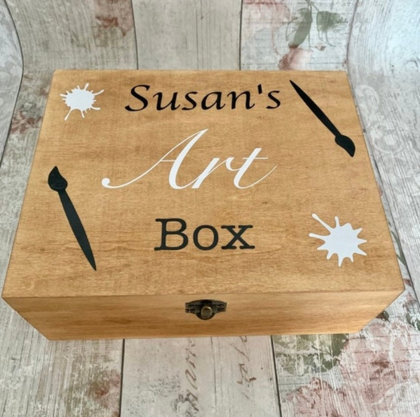 Personalised Wooden Art Supply Storage Box | Custom Artist's Organiser