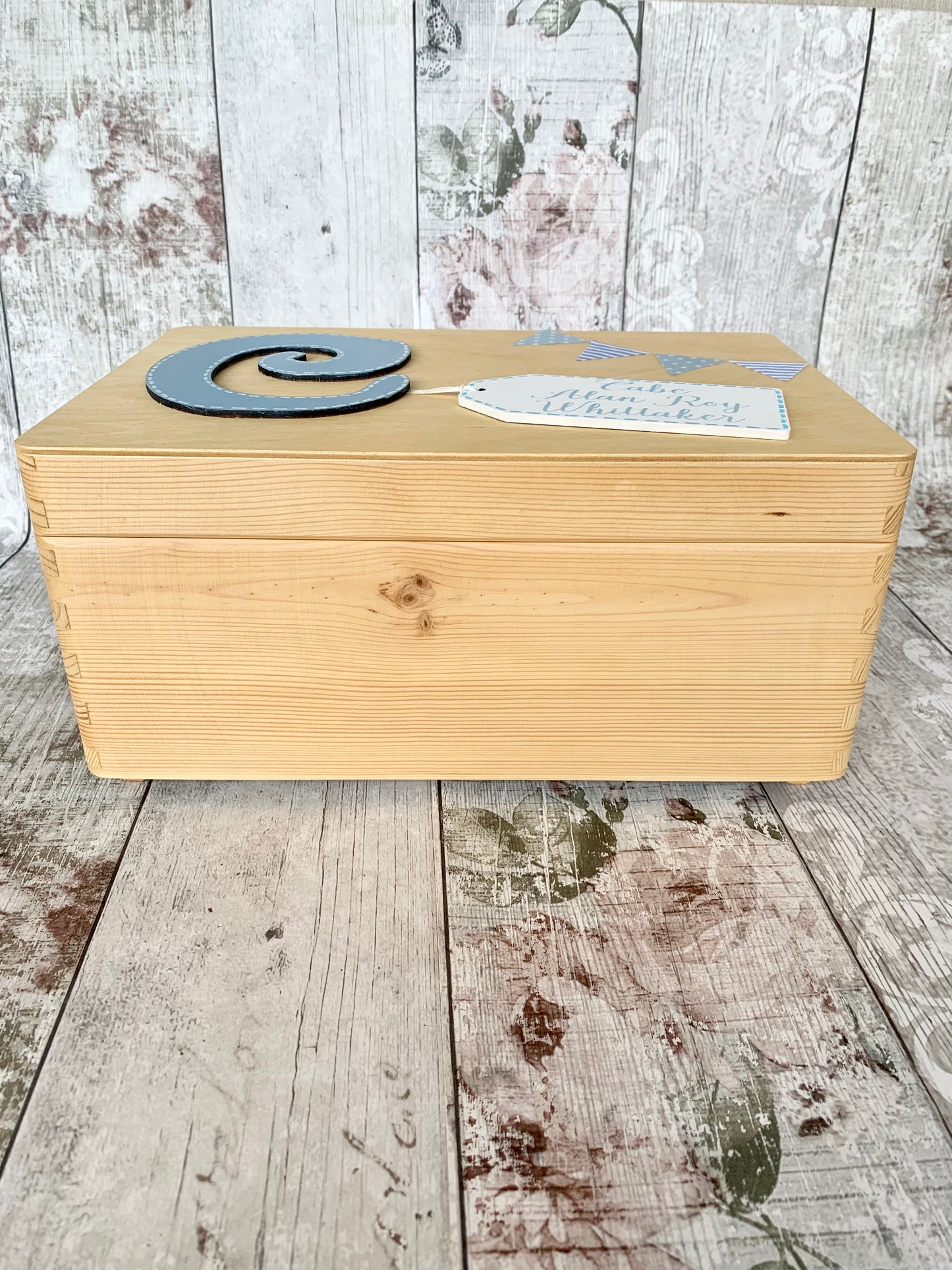 Personalised Blue Baby Keepsake Box