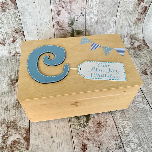 Personalised Blue Baby Keepsake Box