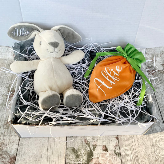Personalised Easter Bunny and Carrot Bag Hamper